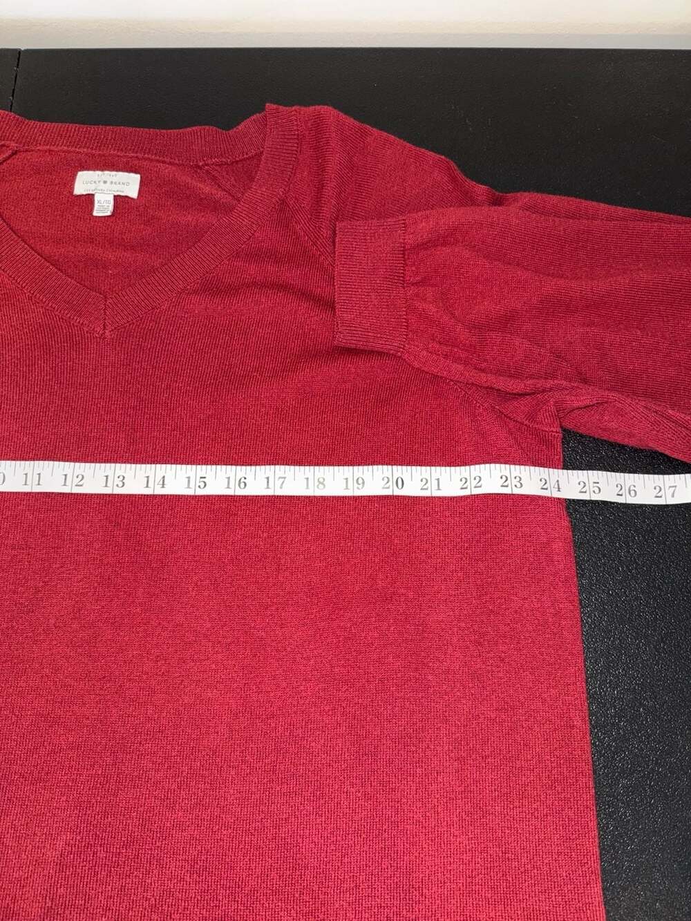 Lucky Brand V-Neck Sweater Size XL Red Cotton Blend - Picture 4 of 7
